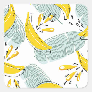 Adesivo Quadrado Padrões de colheita de bananas suculentas