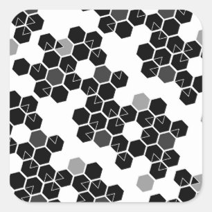 Adesivo Quadrado Padrões de dados hexadecimais preto e branco fofos