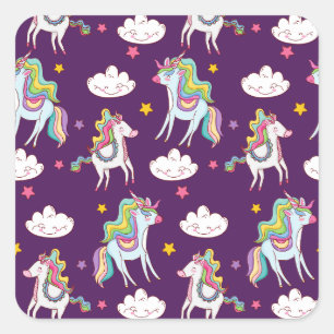 Adesivo Quadrado Padrões do Cavalo Mágico Funny Unicorn