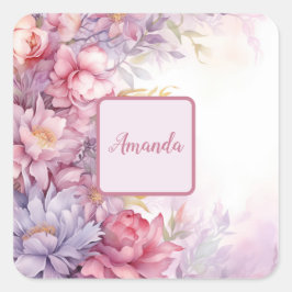 Adesivo Quadrado Padrões florais femininos suaves flores minúsculas