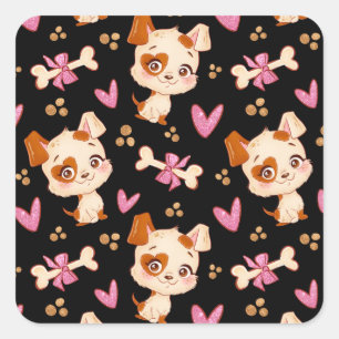 Adesivo Quadrado Padrões Pets Engraçados Puppy Lover