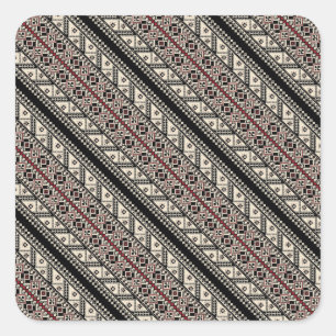 Adesivo Quadrado Padrões ucranianos decorativos fofos design