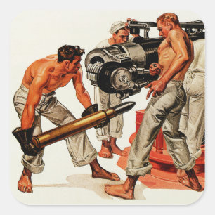 Adesivo Quadrado Pães do marinheiro que carregam a arma grande