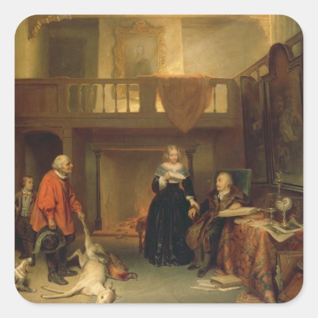 Adesivo Quadrado Pagando o Tithe (petróleo no painel) (Frente)