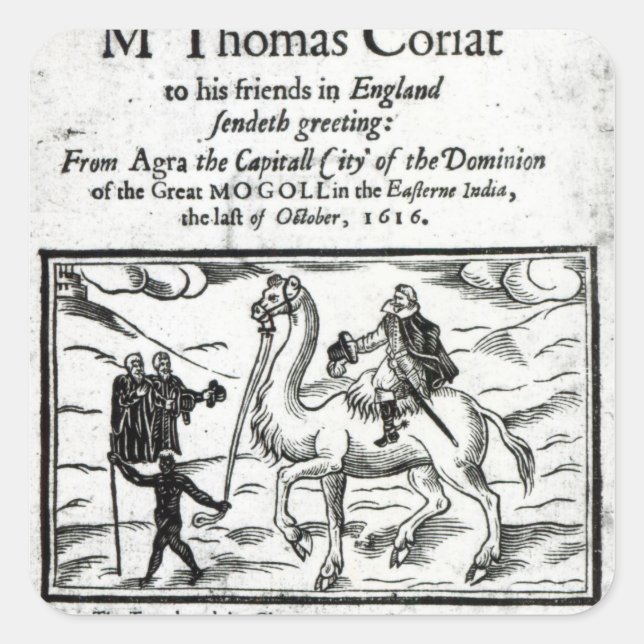 Adesivo Quadrado Página de título, Thomas Coryat viaja na Índia (Frente)