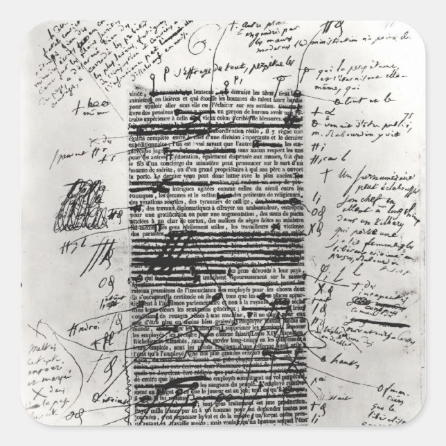 Adesivo Quadrado Página de uma obra de Balzac (Frente)