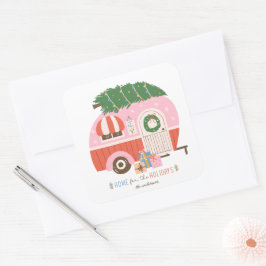 Adesivo Quadrado Página inicial do Camper Rosa Natal