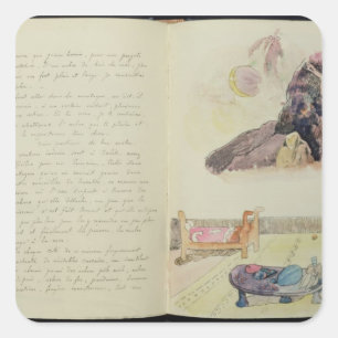 Adesivo Quadrado Páginas de Paul Gauguin de "Noa Noa", 1893-94