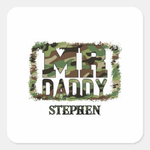 Adesivo Quadrado Pai Camouflage com nome personalizado