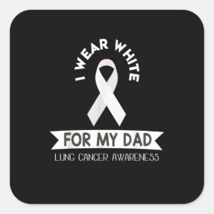 Adesivo Quadrado Pai Cancer Pulmonar Camisa Branca Sensibilização M