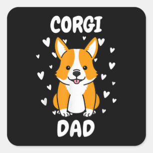Adesivo Quadrado Pai Corgi Papa Pai Pai Pai Para o Dia dos Pais