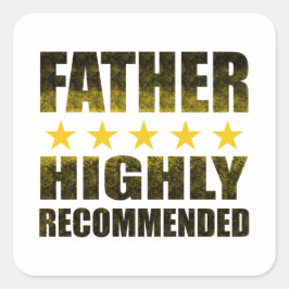 Adesivo Quadrado Pai de 5 estrelas altamente recomendado