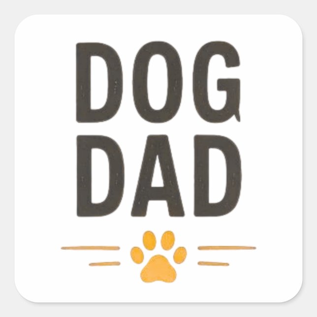 Adesivo Quadrado Pai de Cachorro com Design Simples de Pata (Frente)