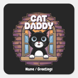Adesivo Quadrado Pai De Gato Extraordinário O Melhor Pai De Gato