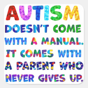 Adesivo Quadrado Pai do AUTISM nunca desiste