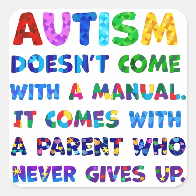 Adesivo Quadrado Pai do AUTISM nunca desiste (Frente)