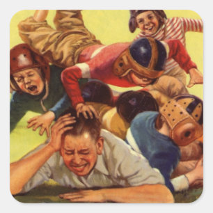 Adesivo Quadrado Pai do vintage que joga miúdos de w do futebol e