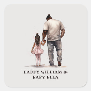 Adesivo Quadrado Pai e Filha Pretos Personalizados (3)