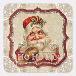 Adesivo Quadrado Pai Natal Ho Ho Ho Papais noeis Jolly Natal