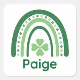 Adesivo Quadrado Paige Name Clover Boho Rainbow