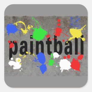 Adesivo Quadrado Paintball Splatter em Parede Concreta