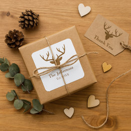 Adesivo Quadrado País Charm Deer Antler Family Name