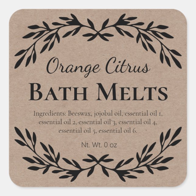 Adesivo Quadrado País Citrus DIY Bath Melt Kraft Labs (Frente)