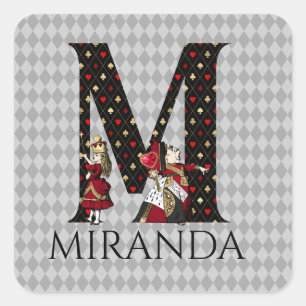 Adesivo Quadrado País das Maravilhas Alice & Rainha de Copas Carta