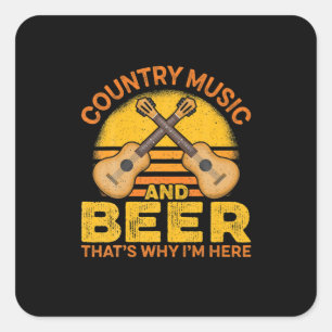 Adesivo Quadrado País de Bebedor de Cerveja Música Country e Aniver