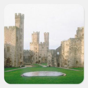 Adesivo Quadrado País de Gales, castelo Caernarfon, um dos 2 de Edw