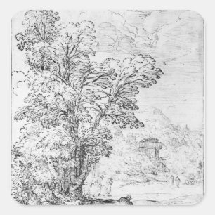 Adesivo Quadrado Paisagem arborizada