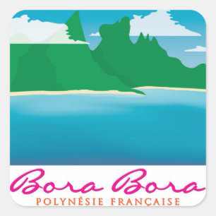 Adesivo Quadrado Paisagem Bora Bora