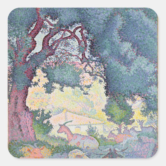 Adesivo Quadrado Paisagem com Caprinos, 1895 (Frente)
