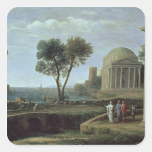 Adesivo Quadrado Paisagem com o Aeneas em Delos, 1672