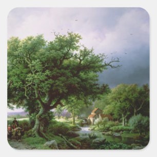 Adesivo Quadrado Paisagem com um monte