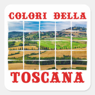 Adesivo Quadrado Paisagem "Cores da Toscana". Paleta Azulejo Itáli