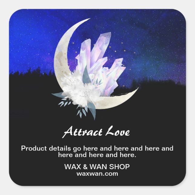 Adesivo Quadrado *~* Paisagem da Lua Floral AP24 Intenções Cristais (Frente)