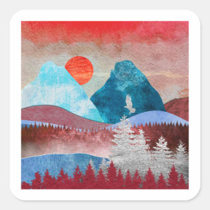 Adesivo Quadrado Paisagem de Águia Prateada