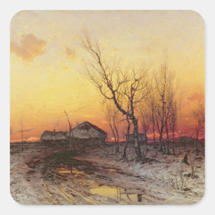 Adesivo Quadrado Paisagem de inverno