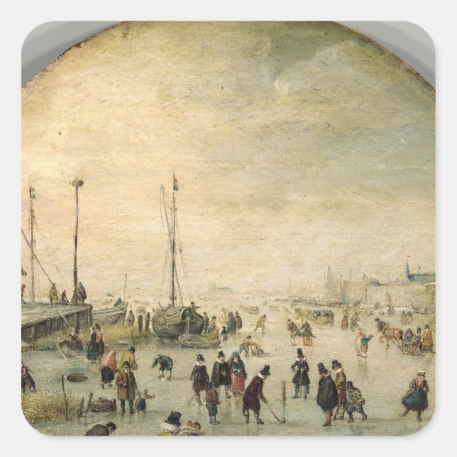 Adesivo Quadrado Paisagem de inverno (Frente)