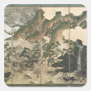 Adesivo Quadrado Paisagem de inverno Lua