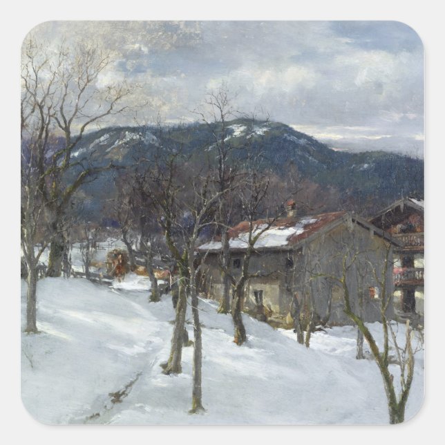 Adesivo Quadrado Paisagem de inverno perto de Kutterling, 1899 (Frente)