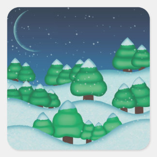 Adesivo Quadrado Paisagem de Neve