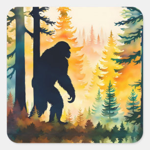 Adesivo Quadrado Paisagem de Outono Sasquatch Pôr do Sol