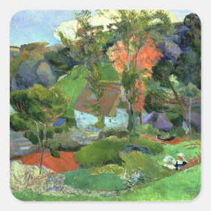 Adesivo Quadrado Paisagem de Paul Gauguin   em Pont Aven, 1888
