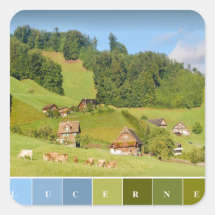 Adesivo Quadrado Paisagem de Verão na Suiça