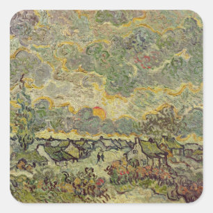 Adesivo Quadrado Paisagem do outono de Vincent van Gogh , 1890