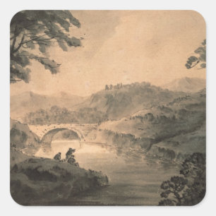 Adesivo Quadrado Paisagem (lavagem da caneta & da tinta)