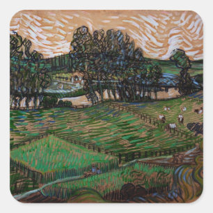 Adesivo Quadrado Paisagem, Ponte sobre o Oise por Vincent van Gogh
