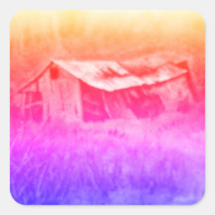 Adesivo Quadrado Paisagem rústica e Vinheta da Natureza